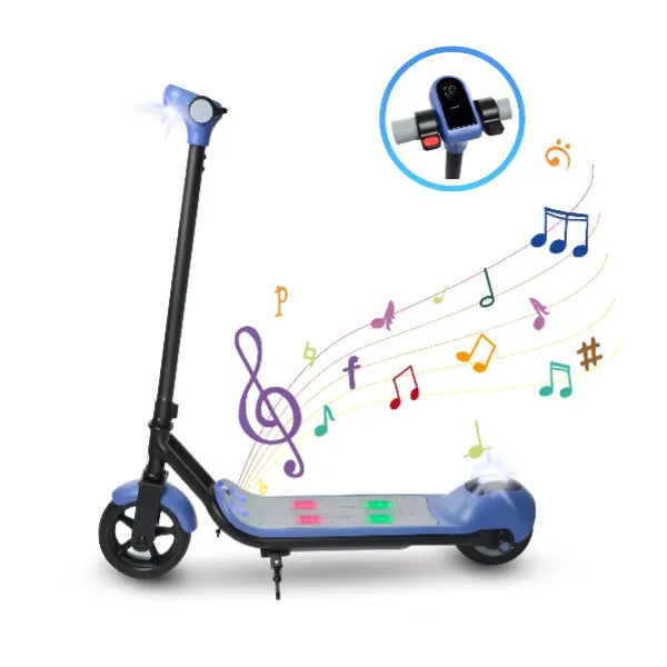 Electric Scooter for Kids – 14km/h, Bluetooth, LED Display & Pedal Lights – Blue-(ESWD33)