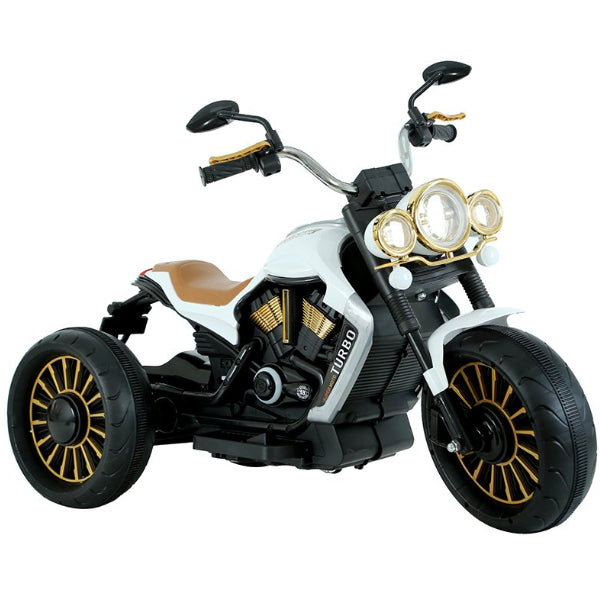 Glidex 3-Wheel Electric Ride-On Bike- White -6V