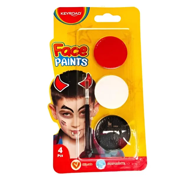 Keyroad Face Paints With Brush- Pack of 4 Set