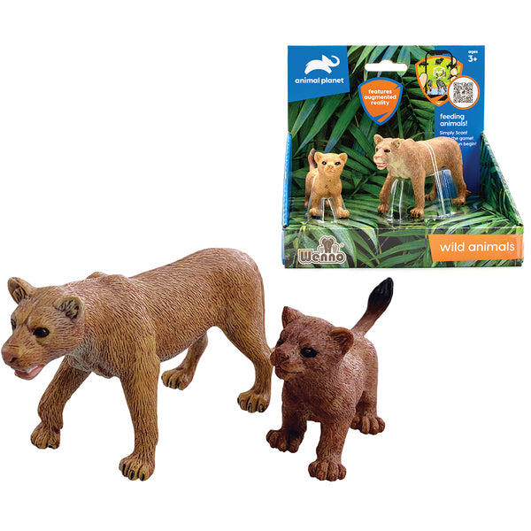 Wenno Animal Planet 2 Pcs Lioness Figures In Open Touch Box alternate