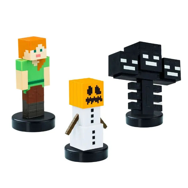 Minecraft Stamper 3D Figure Set – 3-Piece Collectible Pixelated Characters for Kids - Assorted alternate