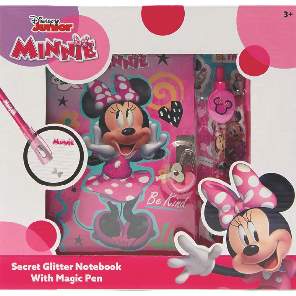 Minnie Mouse Secret Notebook With Magic Pen, Kids Writing & Stationery Set, Age 3+
