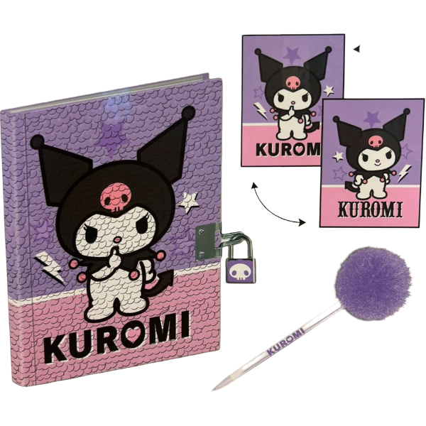Kuromi Secret Sequin Notebook With Pen, Kids Writing & Stationery Set, Age 3+