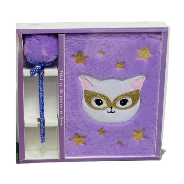 Cute Cat With Spex  Design Gift Notebook Diary With Pen Set