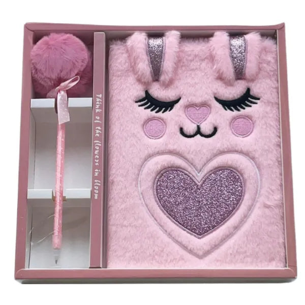 Cute Rabbit With Heart Shape Gift Notebook Diary With Pen Set