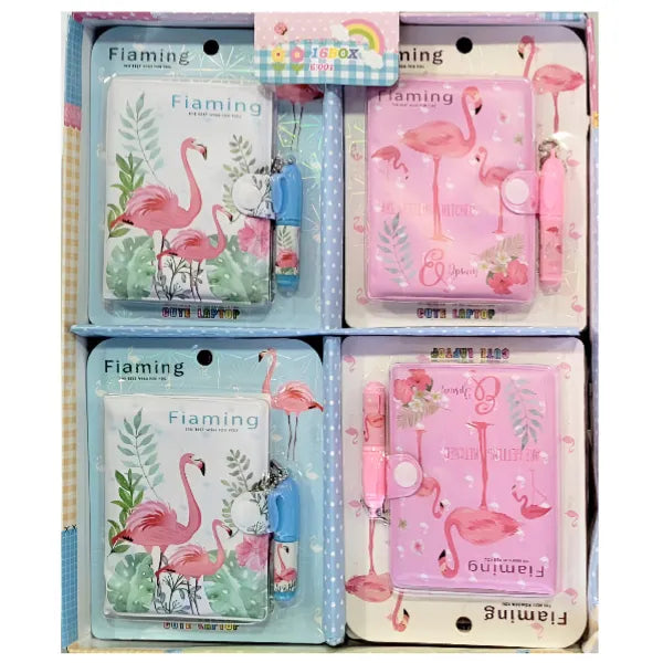 Flamingo Design Mini Gift Notebook With Pen - Assorted 1 Pieces Set