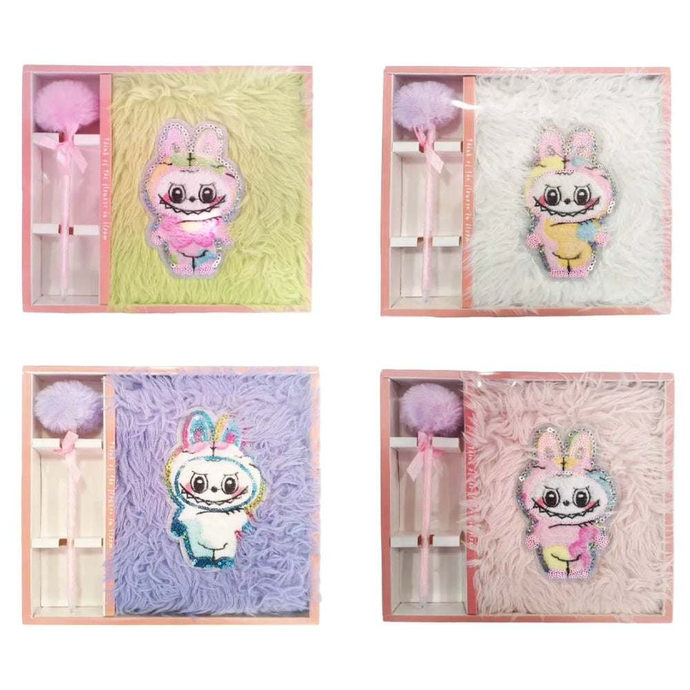Labubu Plush Gift Notebook Set With Plush Pen-Assorted (1 Pieces Only)