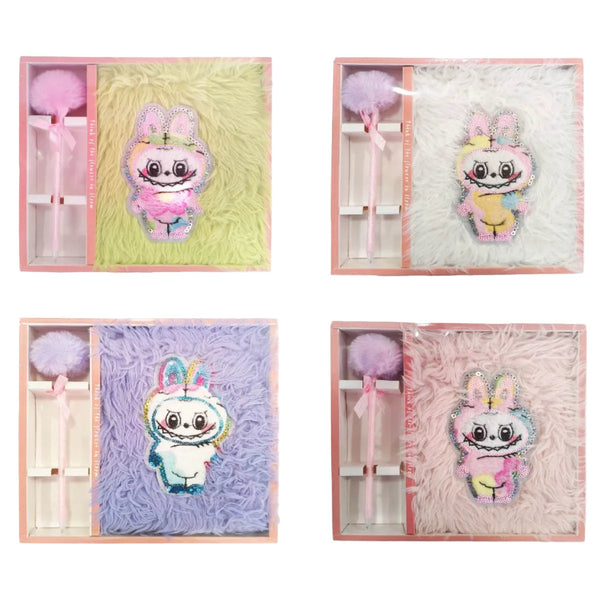 Labubu Plush Gift Notebook Set With Plush Pen-Assorted (1 Pieces Only)
