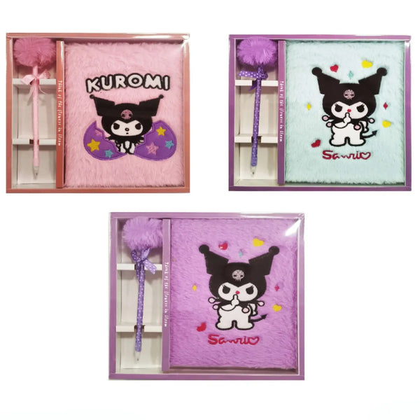 Kuromi Plush Gift Notebook Set With Plush Pen-Assorted (1 Pieces Only)
