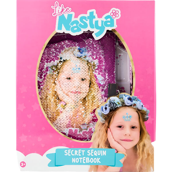 Like Nastya Secret Sequin Notebook With Pen – Sparkling Gift Set For Kids