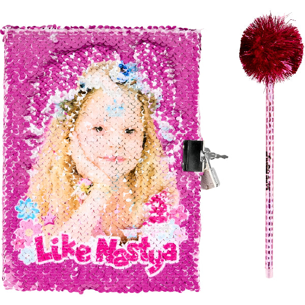 Like Nastya Secret Sequin Notebook With Pen – Sparkling Gift Set For Kids alternate