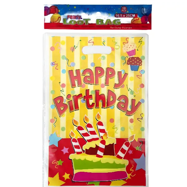 Happy Birthday Cake Printed Party Decoration Plastic Loot Gift Bag