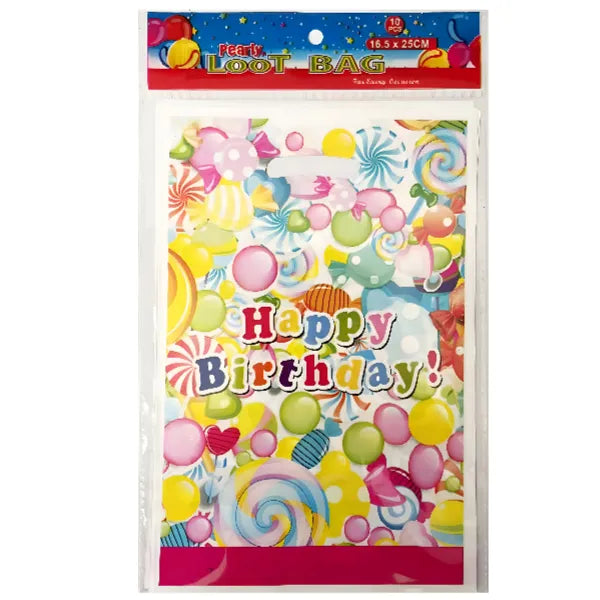 Happy Birthday Candy Design Party Decoration Plastic Loot Gift Bag