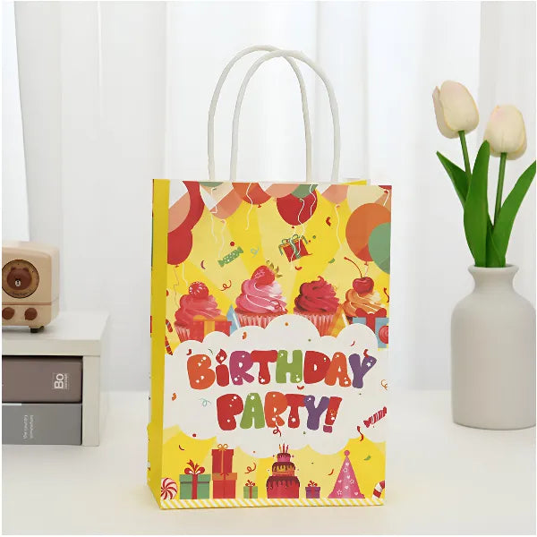 Happy Birthday Gift Kraft Paper Bag – Medium, 27 x 21 x 11 cm - Yellow