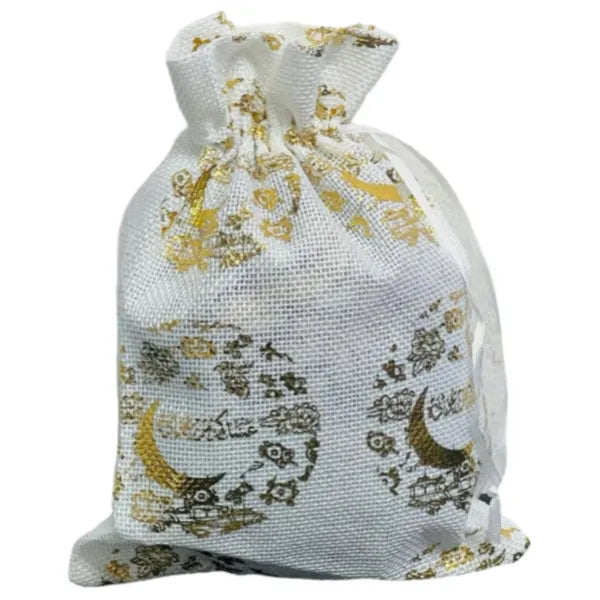 Surprise Gift Bag White Sack Golden Printed Model - Small