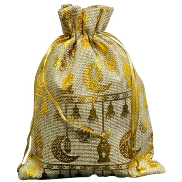 Kids Surprise Gift Bag  Brown Sack Golden Lantern Design - Small