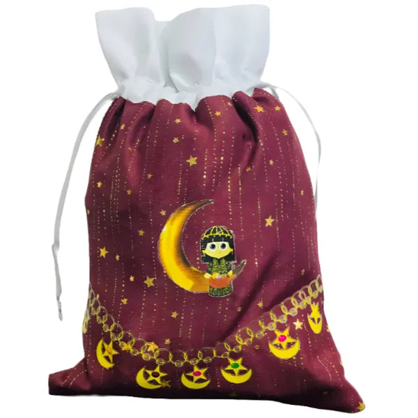 Garangao Gift Bag Sparkle DesignMaroon Colour For Ramadan Kareem For Girls - SMALL