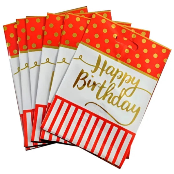 Happy Birthday Party Decoration Plastic Loot Gift Bag -Pack Of 10 Pieces