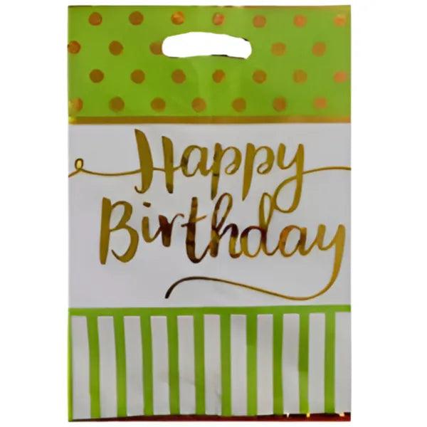 Happy Birthday Party Gold Dot Printed Plastic Loot Gift Bag -Pack Of 10 Pieces