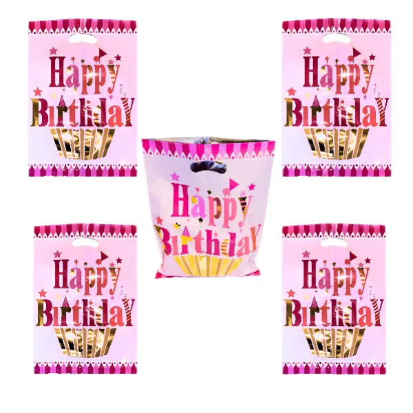 Happy Birthday Party Decoration Plastic Loot Gift Bag -Pack Of 10 Pieces