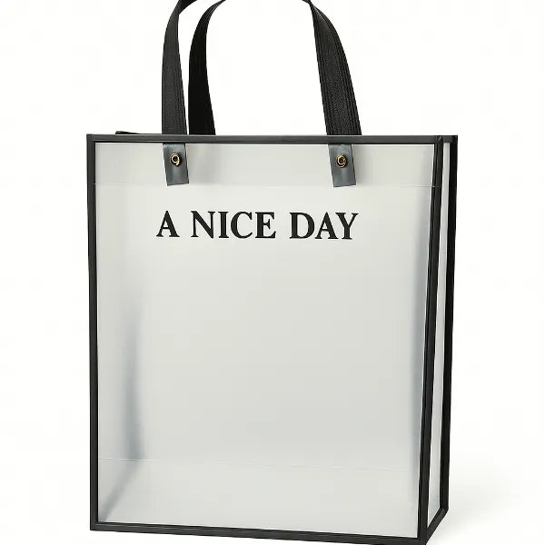 PVC Transparent Gift Bag –Black, Medium Size (19cm x 9cm x 24cm)
