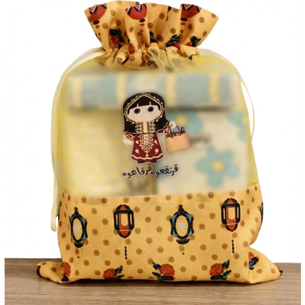 Premium Garangao Drawstring Bag – Elegant Yellow Floral Girl’s Design