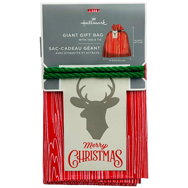 Red And White Striped Giant Plastic Gift Bag With Tie-91.4x142.2 Cm