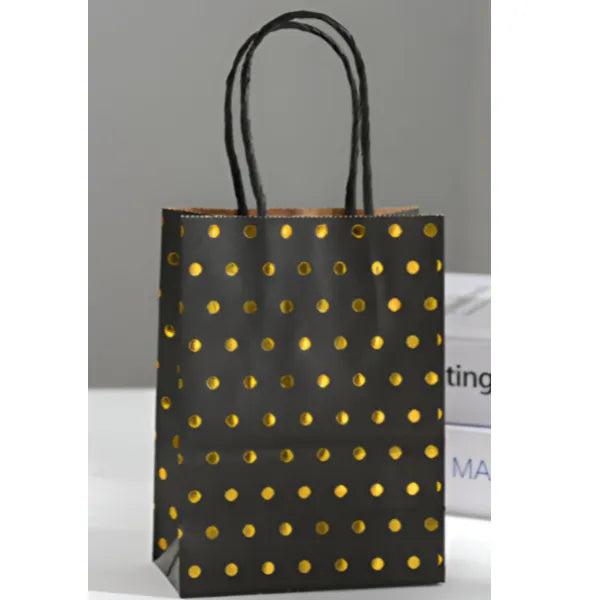 Black With Gold Dot Design Gift Kraft Paper Bag Small