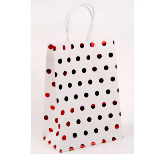 White With Red Dot Design Gift Kraft Paper Bag Medium