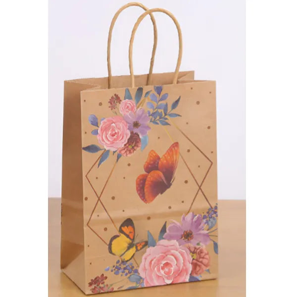 Butterfly Printed Gift Kraft Paper Bag-Small-1 Pieces Set