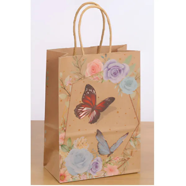 Butterfly Printed Gift Kraft Paper Bag-Small-1 Pieces Set alternate