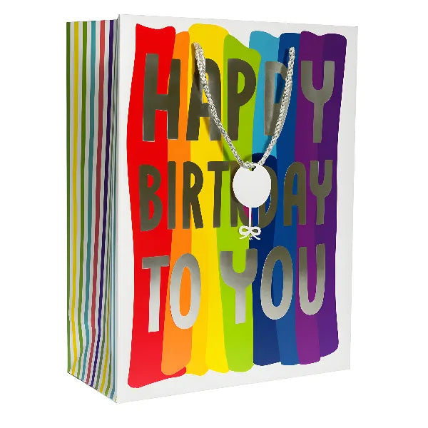 Happy Birthday Party Gift Bag – Kraft Paper, 18 x 23 x 10 cm