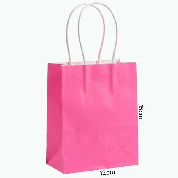 Gift Kraft Paper Bag Plain Pink Color-15X12X6 Cm