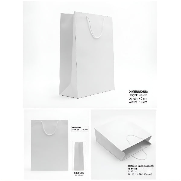 Plain White Gloss Gift Bag Xxl – 56 × 40 × 18 Cm