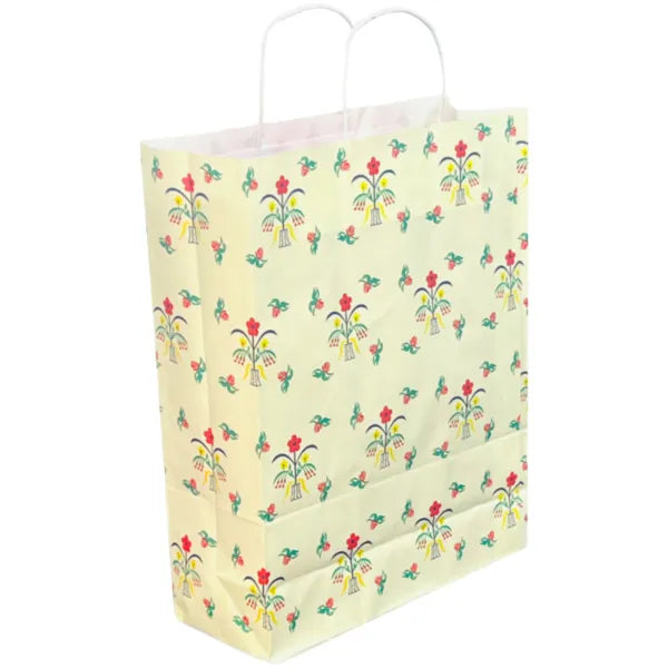 Gift Kraft Paper Bag- Yellow Colour Plant Theme-Large Size