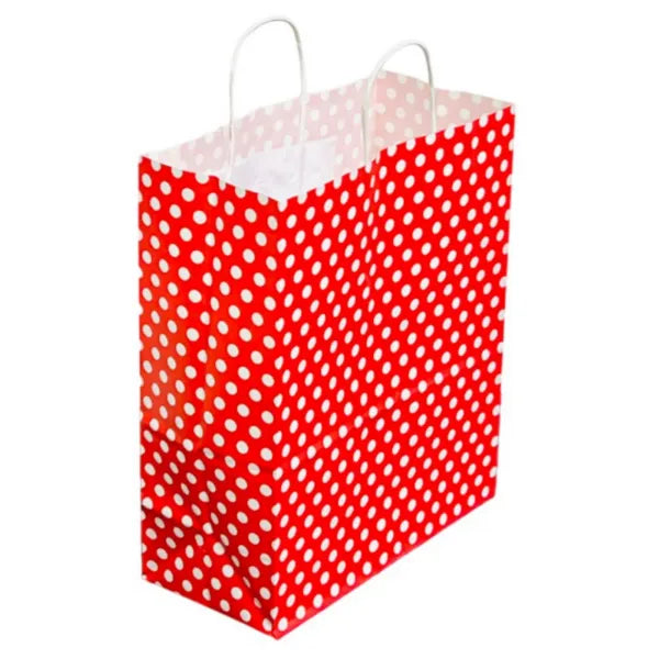 Gift Kraft Paper Bag Red Dot Design Cover - Medium