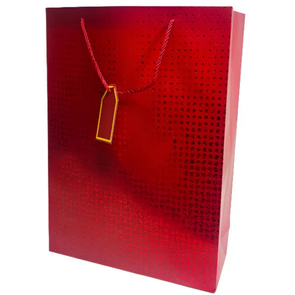Burgundy Color Dot Design Gift Bag- 30x44x12 cm