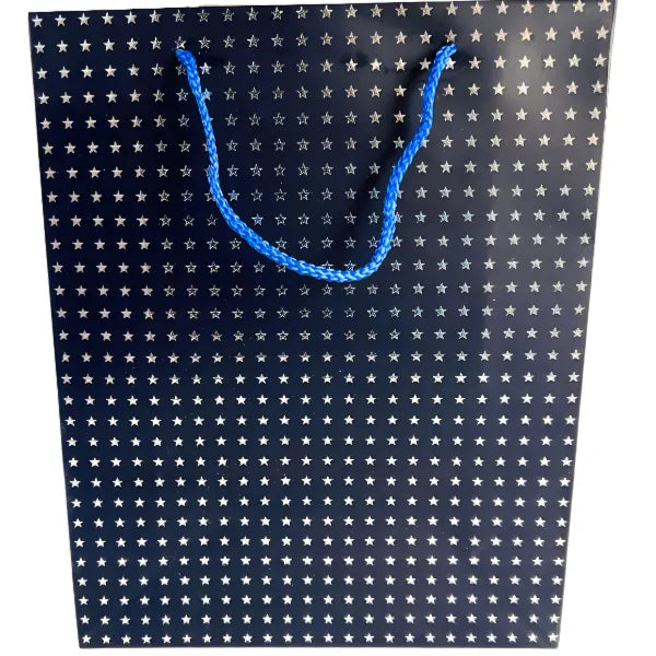 Mid-Night Blue Star Printed Gift Bag-Medium