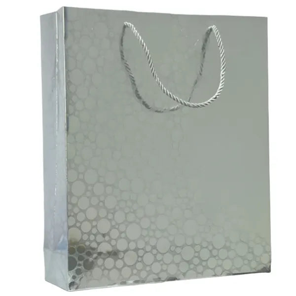 Gift Bag Metallic Silver Dot  Design - Large Size