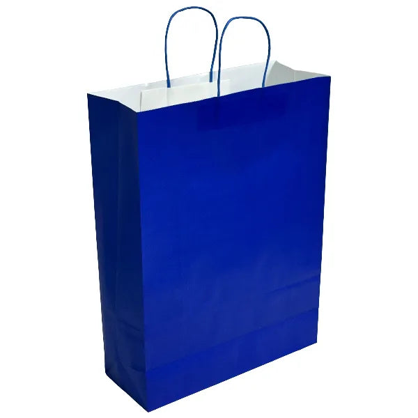 Gift Kraft Paper Bag Plain Blue Cover-42x31x12 Cm