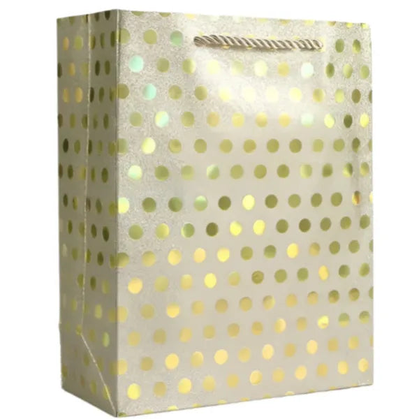 Gift Bag Metallic Gold Dot Pattern -Medium Size