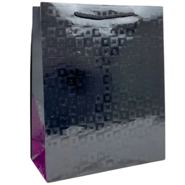 Gift Bag Metallic Black Design - Medium Size
