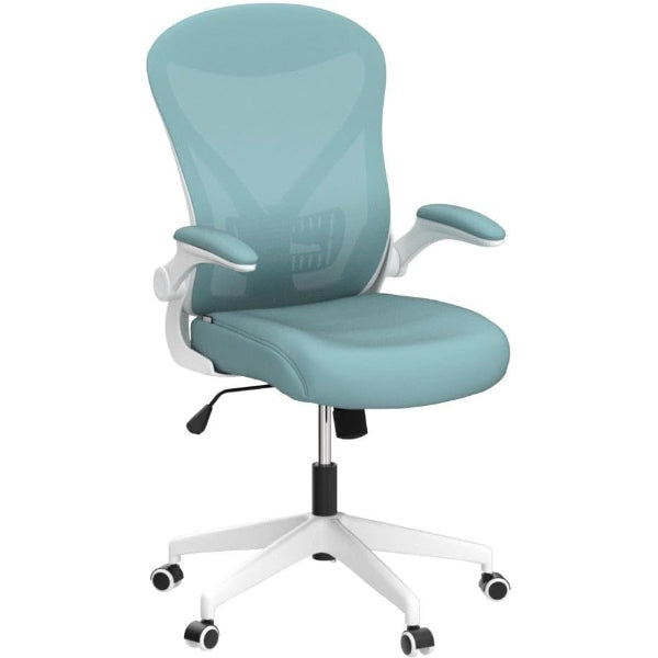 Drogo Premium Ergonomic Office Chair In Blue With Adjustable Lumbar Support, Breathable Mesh Back, Reclining High Back & Flip-Up Armrests