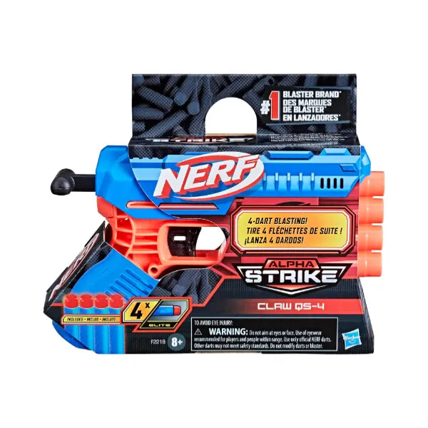 Nerf Alpha Strike Claw QS-4 Blaster 4 Official Nerf Elite Foam Darts Gun