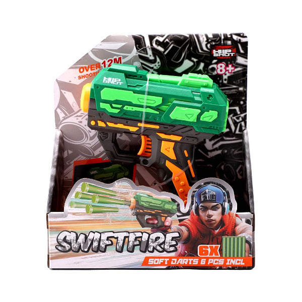 Hip Shot Swiftfire Dart Blaster Toy – Soft Foam Shooter With 6 Darts (12M Range)