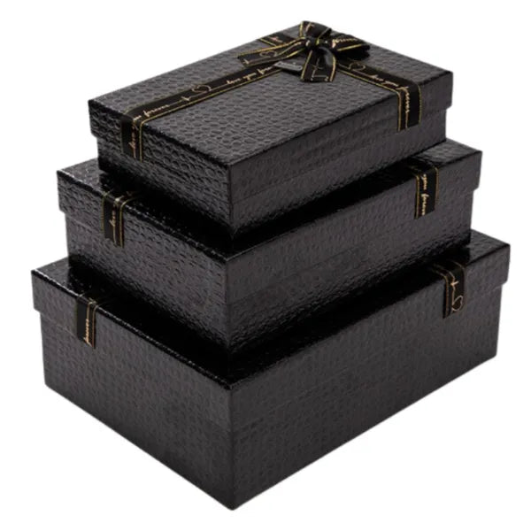 Elegant Black Love Forever Message Gift Box 3 pcs Set With Ribbon Bow For Surprise Gifts alternate