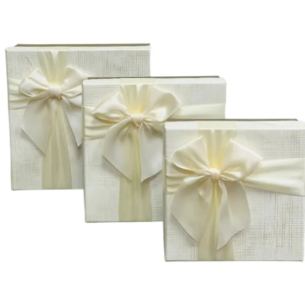 Creame Gift Box 3 pcs Set With Ribbon Bow For Surprise Gifts