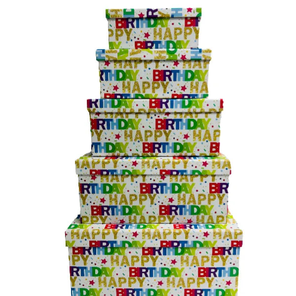 Happy Birthday Design Surprised Gift Box Size - 26x35x15 -5 Pieces Set