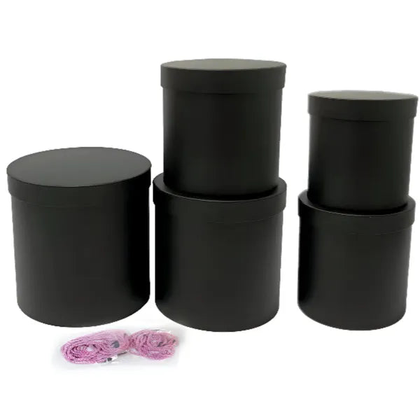 5 pcs Round Shaped Gift Box For Surprise Gifts -Black- 24cm (D) X 24cm(H)