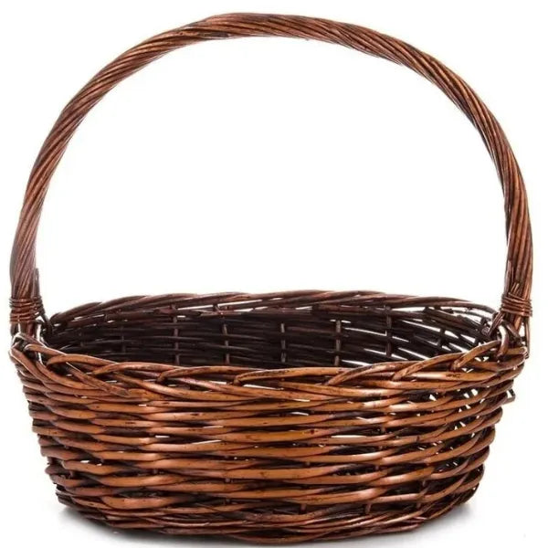 Bamboo Gift Basket With Handle -Dark Brown Color-32x32x13cm